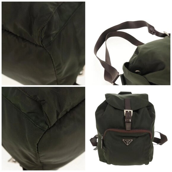 PRADA Backpack Nylon Khaki Silver - Picture 11 of 15